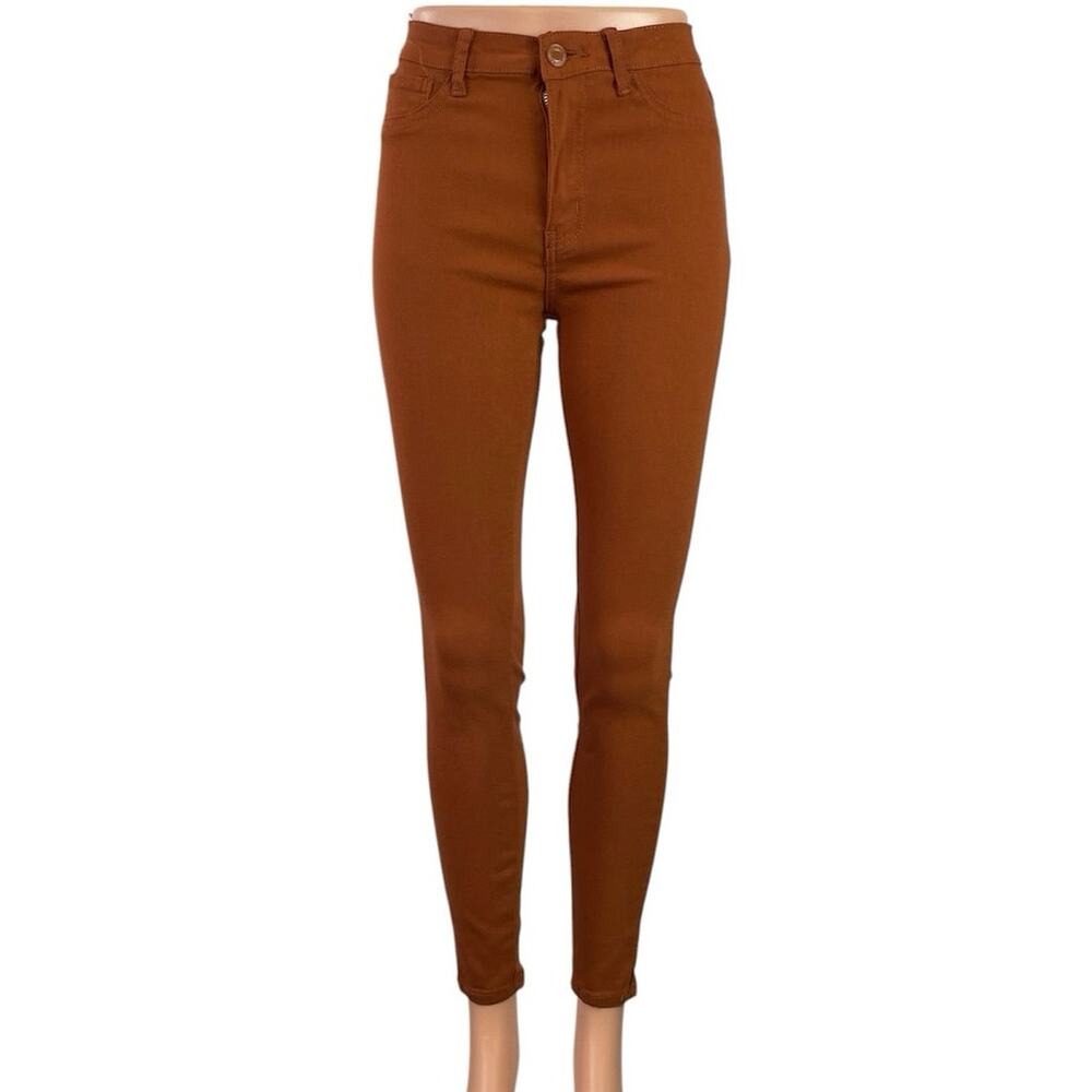 Roma Studio Women's Brown Caramel High Rise Ankle Slim Skinny Denim Jeans Size S